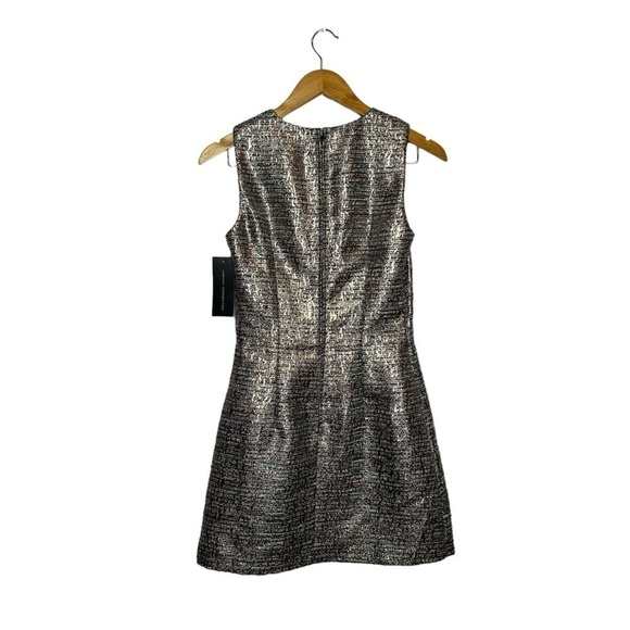 French Connection Tweed Metallic Silver Sleeveless Shift Dress Size 2 - Picture 9 of 15